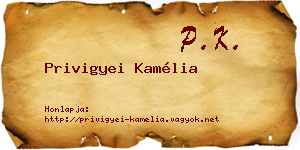 Privigyei Kamélia névjegykártya